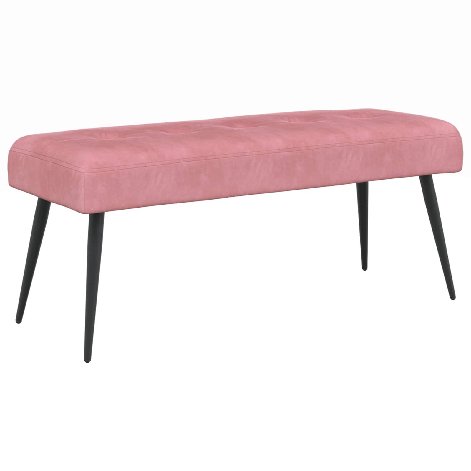 Bænk med knapstikning i velour - lyserød, 80 × 40 × 46 cm