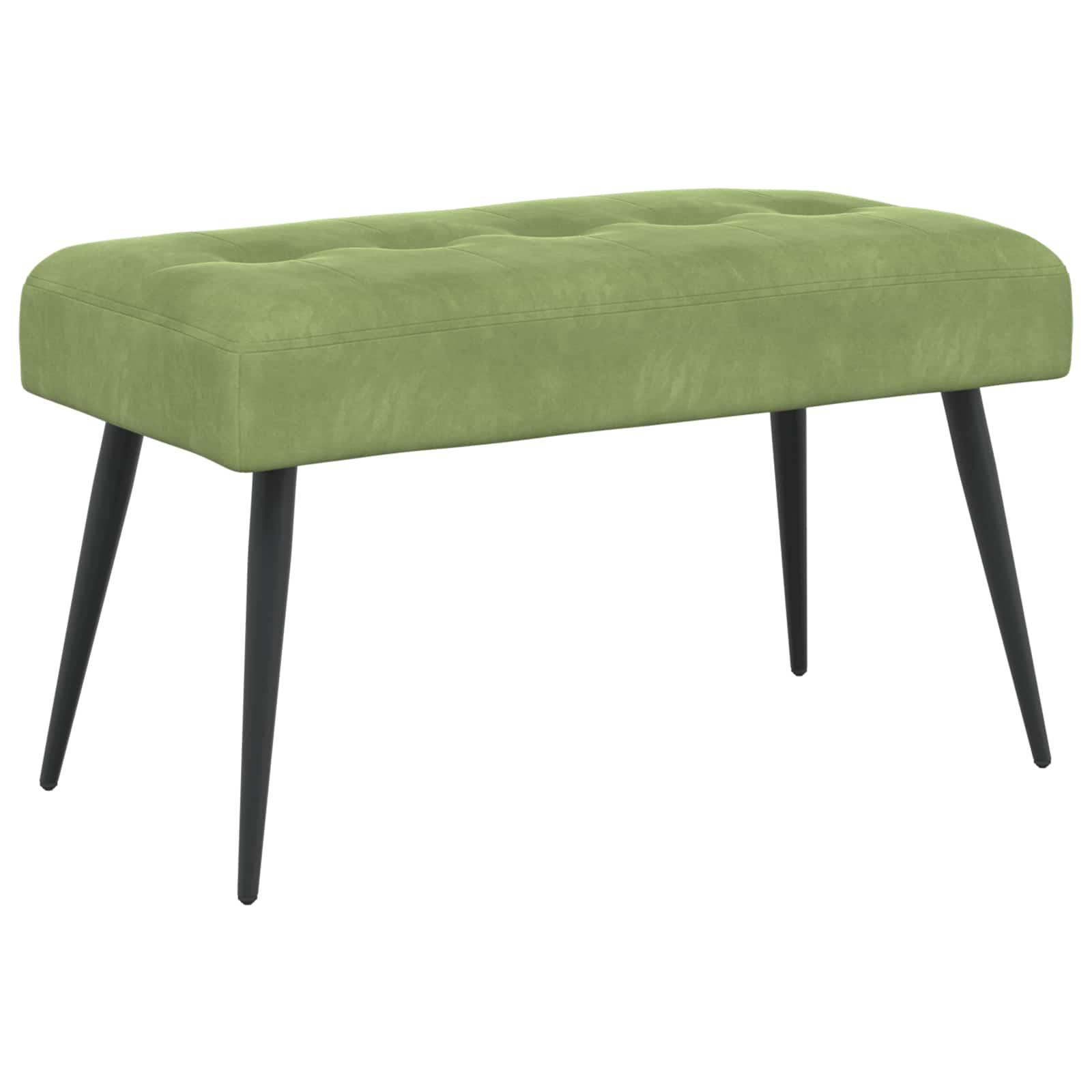 Polstret bænk i velour med knaptuftering - lys grøn 80 × 40 × 46 cm