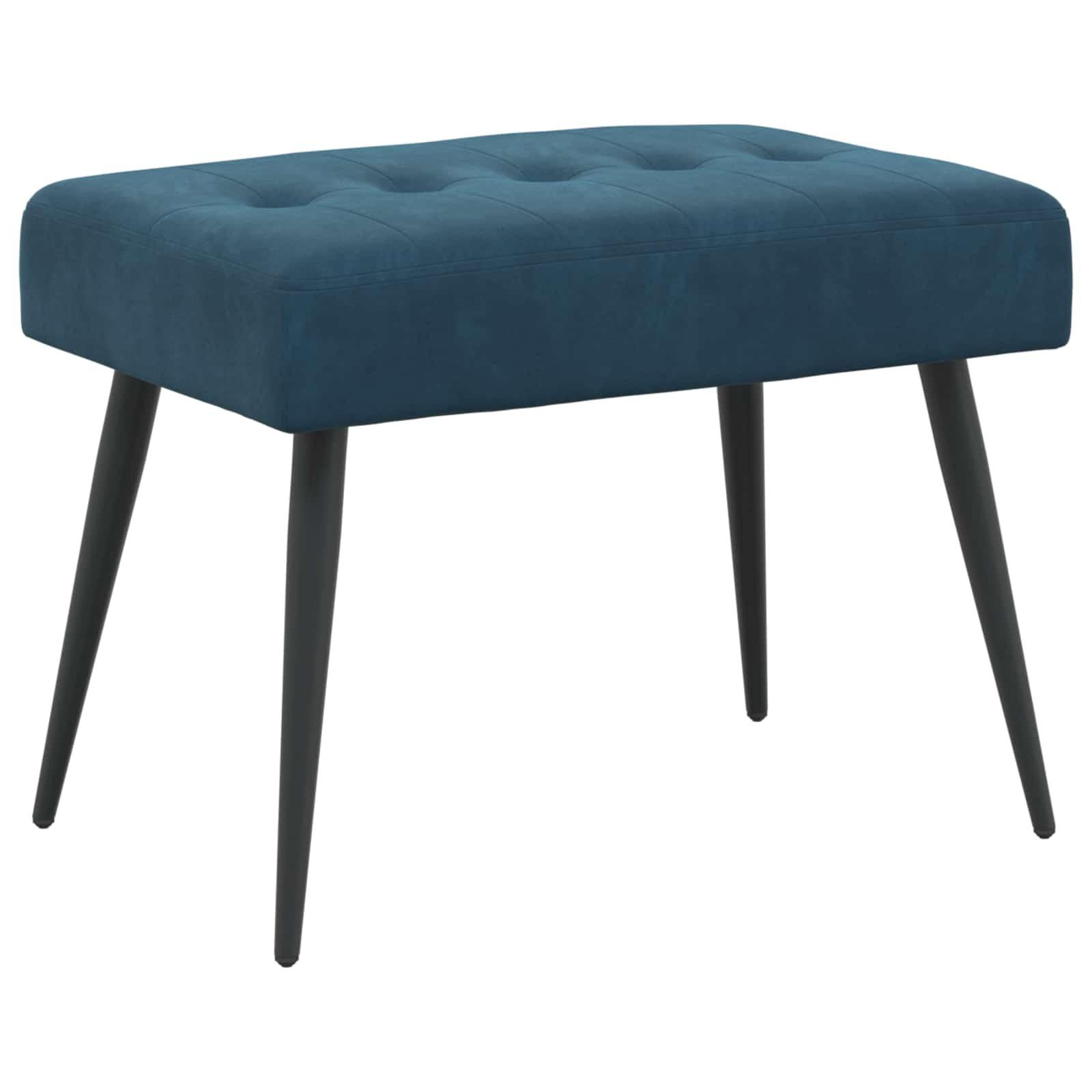 Bænk med knap-tufting i velour - blå, 60 × 40 × 45 cm