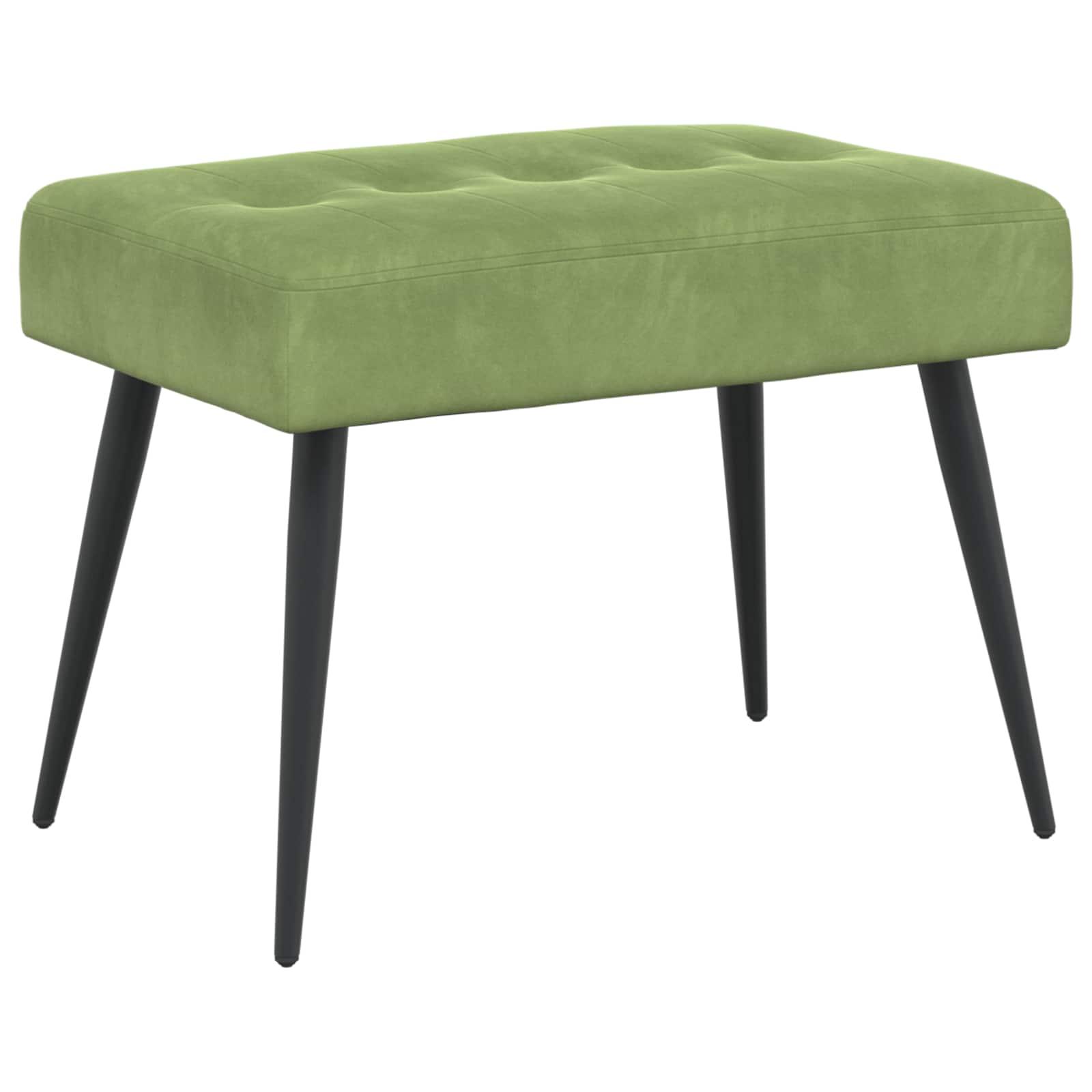 Bænk med knap-tufting i velour - lys grøn, 60 × 40 × 45 cm
