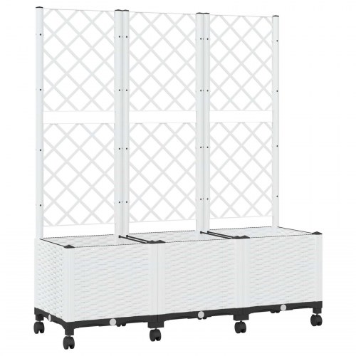 Haveplantekasse med espalier og hjul - hvid PP 120 × 40 × 146 cm