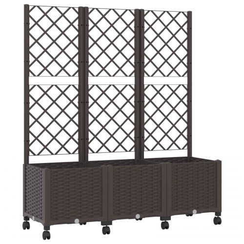 Haveplantekasse med espalier og hjul - brun PP 120 × 40 × 146 cm