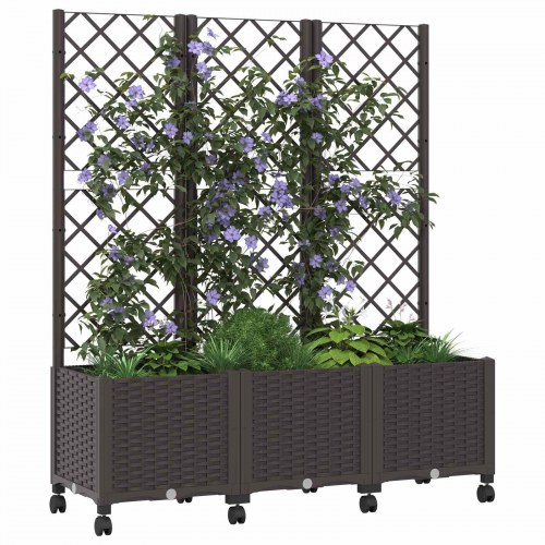 Haveplantekasse med espalier og hjul - brun PP 120 × 40 × 146 cm
