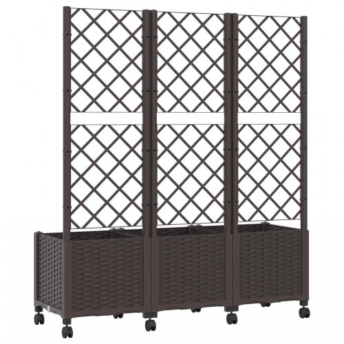 Haveplantekasse med espalier og hjul - brun PP 120 × 40 × 146 cm