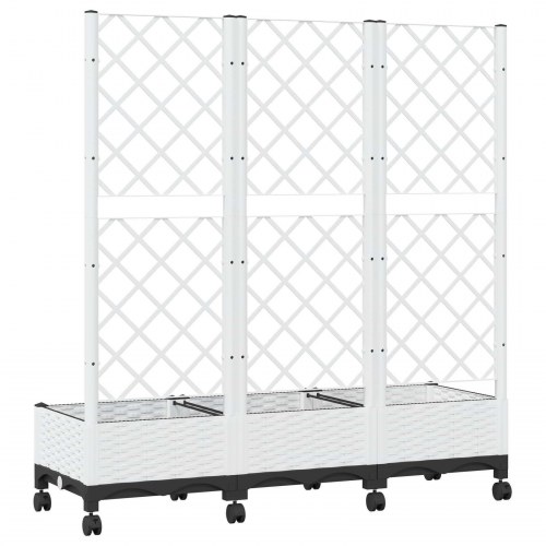 Haveplantekasse med espalier og hjul - hvid 120 × 40 × 131,5 cm