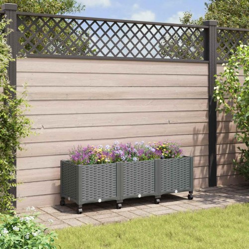 Havekrukke med hjul - lysegrå 120 × 40 × 48 cm i PP