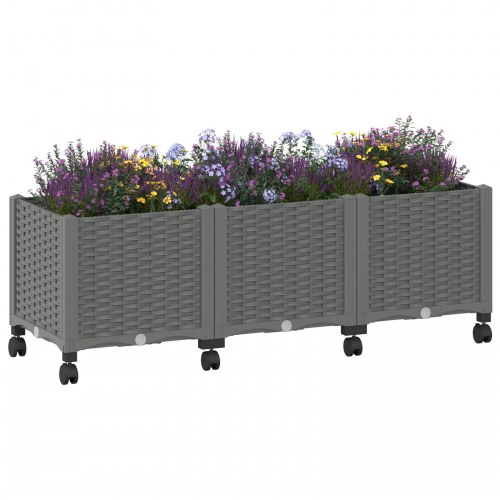 Havekrukke med hjul - lysegrå 120 × 40 × 48 cm i PP