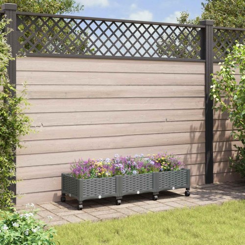 Havekrukke med hjul - lysegrå PP 120 × 40 × 33 cm