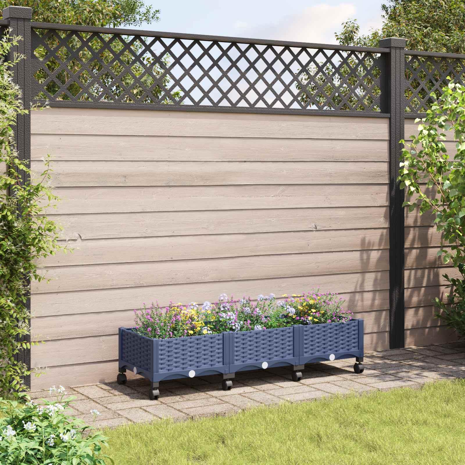 Havekrukke med hjul - blågrå 120 × 40 × 33 cm, PP