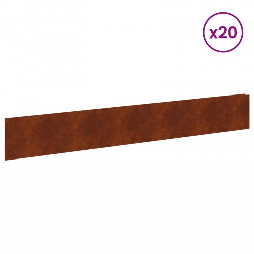 Plænekant - 20 stk stål, rusten finish, 100 × 15 cm