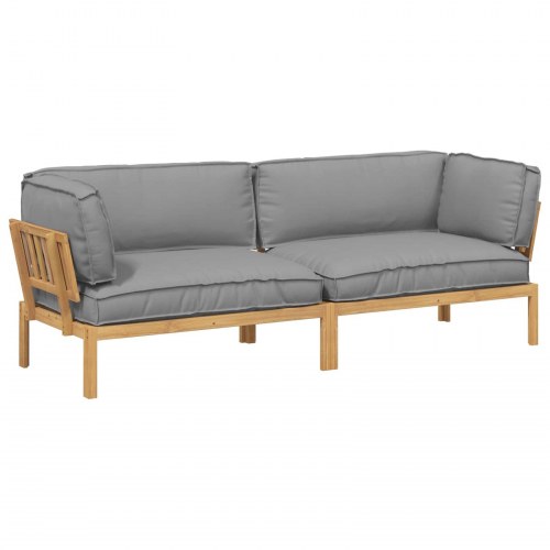 Sofa sæt med puder - 2 hjørnemoduler, grå, massivt akacietræ