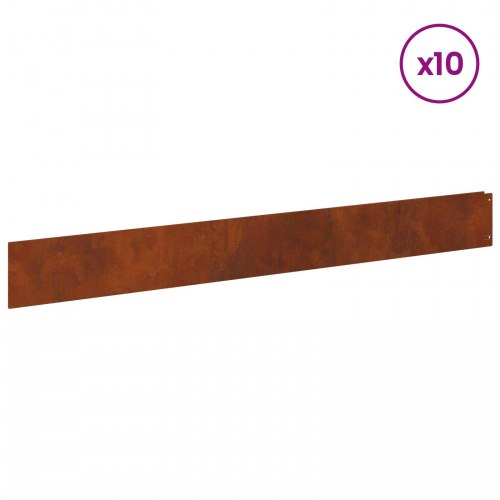Plænekant 10 stk - stål, rusten finish, 100 × 12 cm