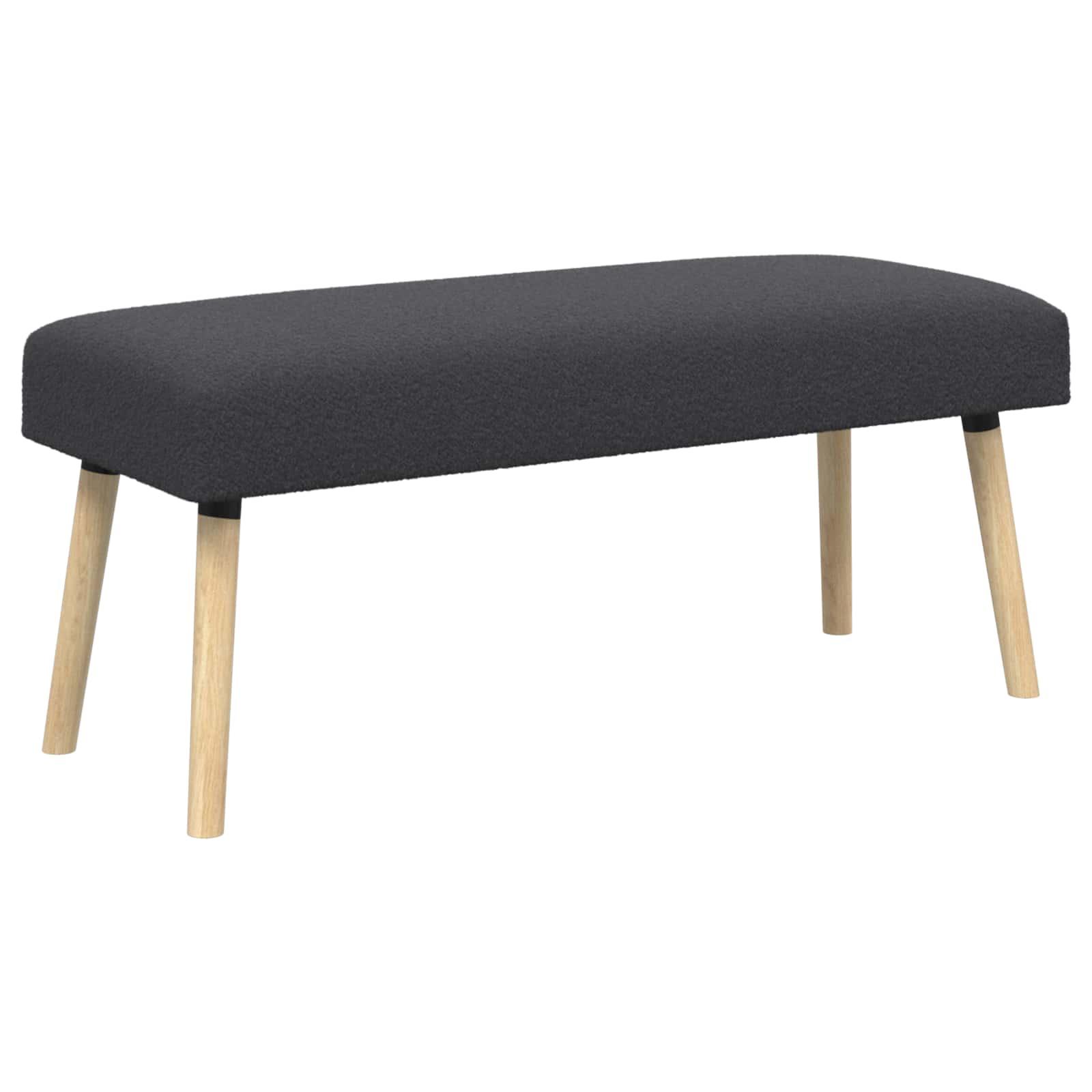 Bænk i bouclé - ensfarvet mørkegrå 110 × 40 × 46 cm