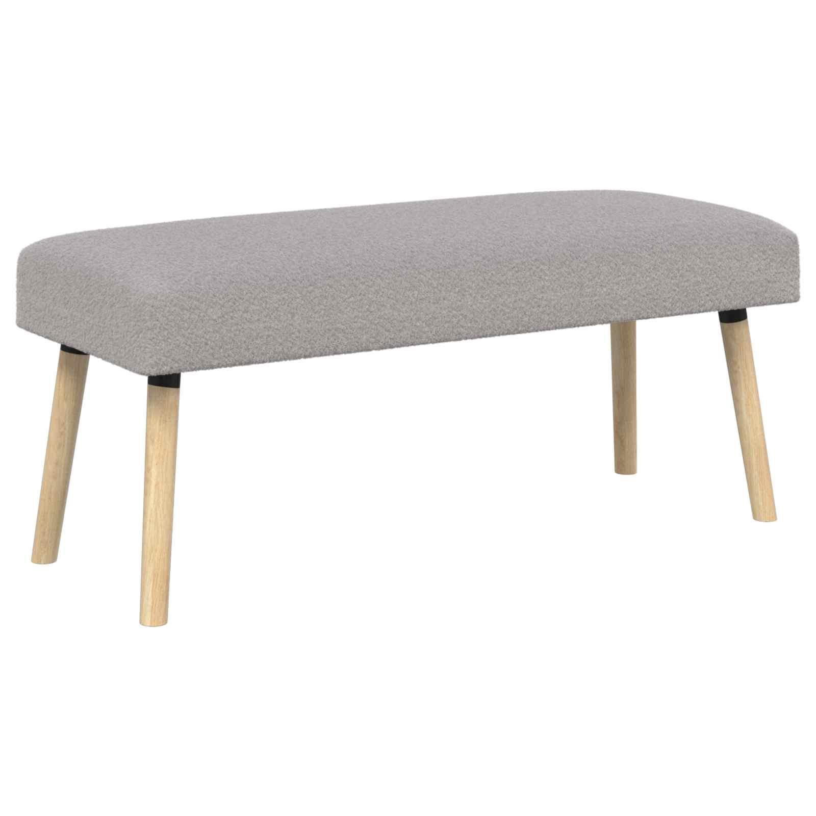Bænk i bouclé - ensfarvet lysegrå 110 × 40 × 46 cm