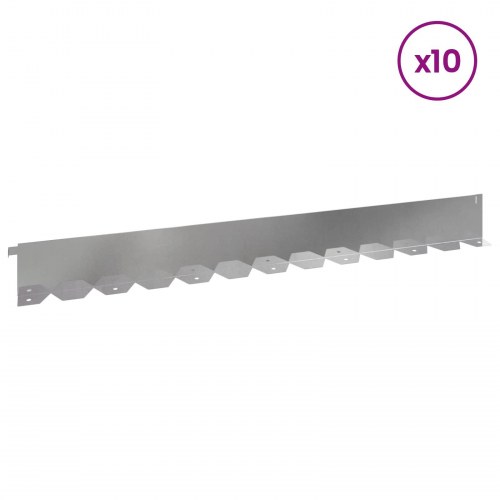Plænekant - 10 stk. stål, 102 × 10 × 4 cm, sølv