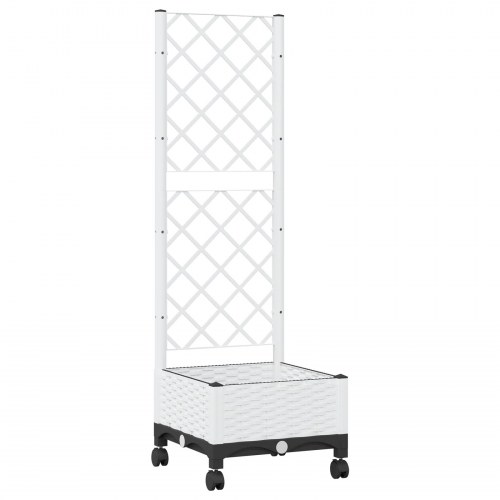 Haveplantekasse med espalier og hjul - hvid PP 40 × 40 × 131,5 cm