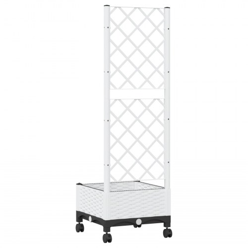 Haveplantekasse med espalier og hjul - hvid PP 40 × 40 × 131,5 cm