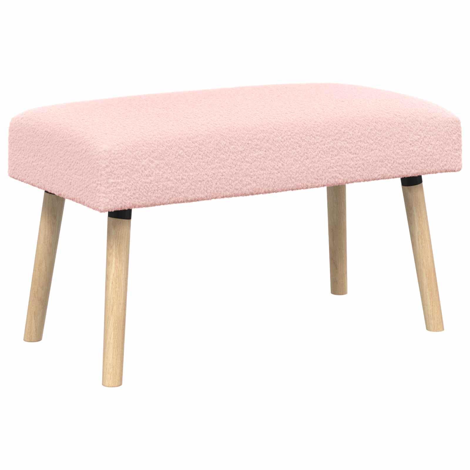 Bænk i bouclé - ensfarvet lyserød, 80 × 40 × 46 cm