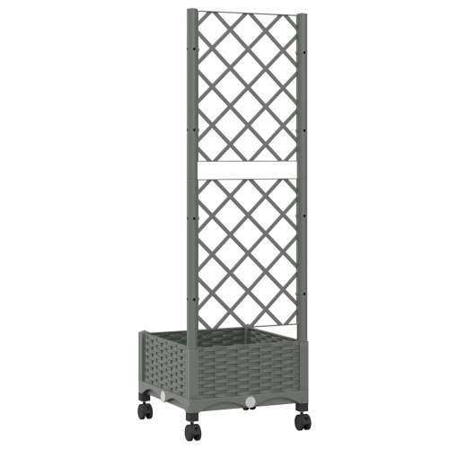 Haveplantekasse med espalier og hjul - lysegrå 40 x 40 x 131,5 cm