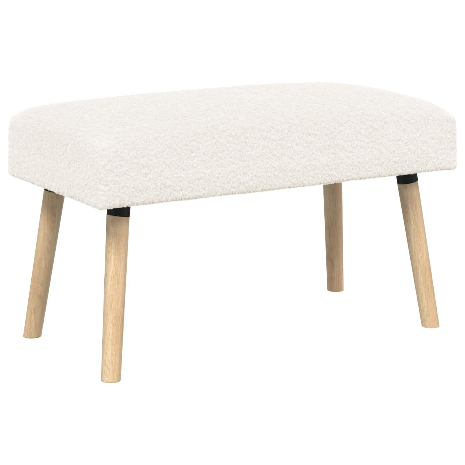 Bænk i bouclé - ensfarvet creme, 80 × 40 × 46 cm