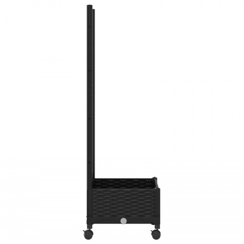 Haveplantekasse med espalier og hjul - sort PP 40 × 40 × 131,5 cm