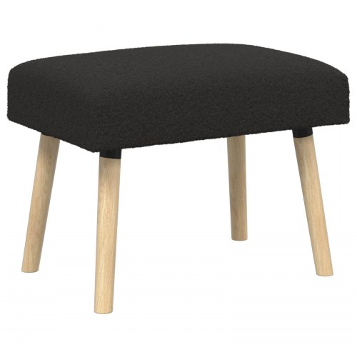 Bænk i bouclé - ensfarvet sort 60 × 40 × 45 cm