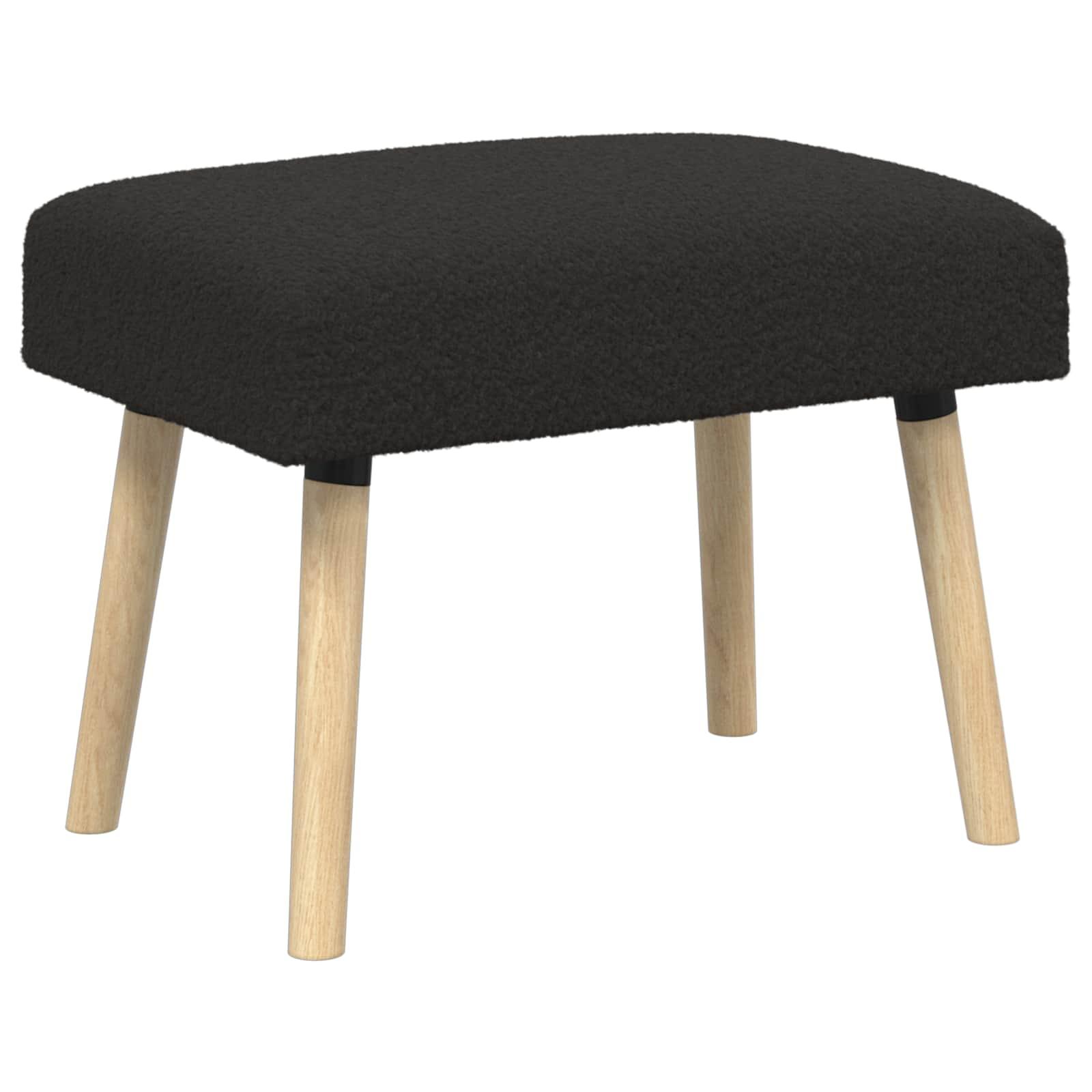 Bænk i bouclé - ensfarvet sort 60 × 40 × 45 cm