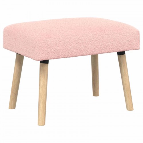 Bænk i bouclé - ensfarvet lyserød, 60 × 40 × 45 cm