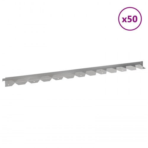 Plænekant 50 stk - stål, sølv, 102 × 4 × 4 cm