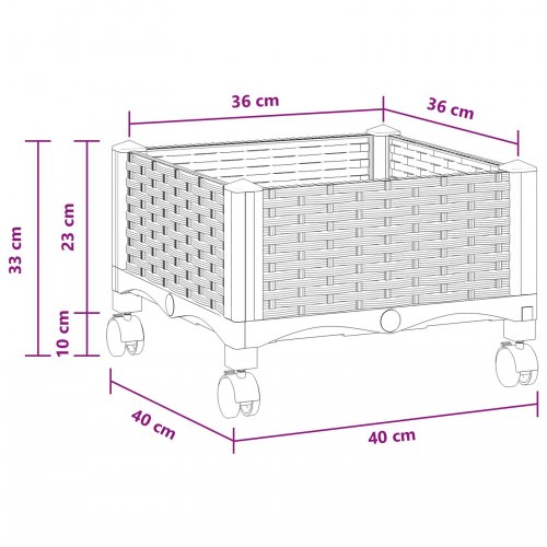 Havekrukke på hjul - hvid PP 40 × 40 × 33 cm