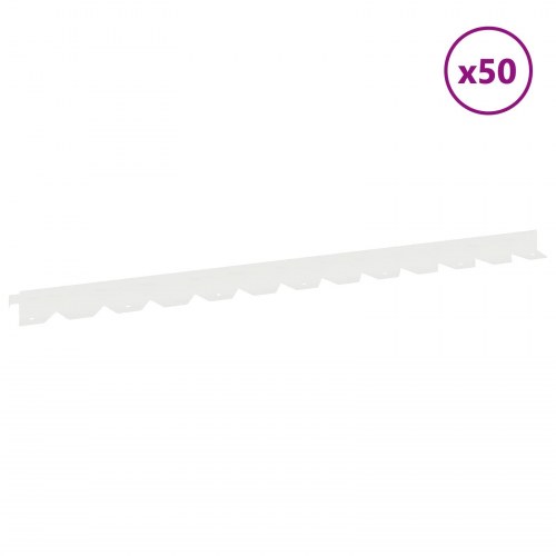 Plænekant 50 stk - 102 × 4 × 4 cm stål, hvid pulverlakering