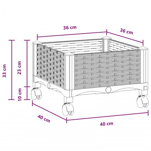 Havekrukke på hjul - sort PP 40 × 40 × 29 cm