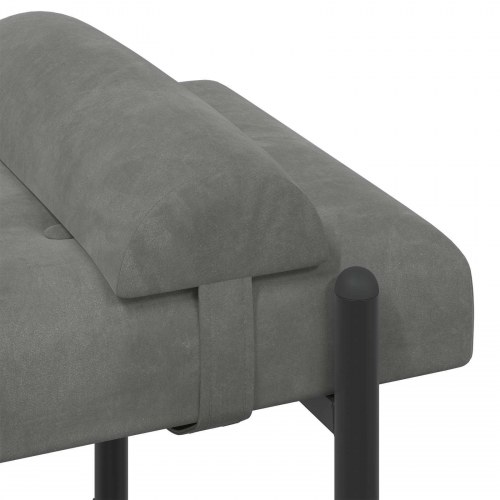 Knappet bænk med puder i velour - mørkegrå, 110 × 40 × 46 cm