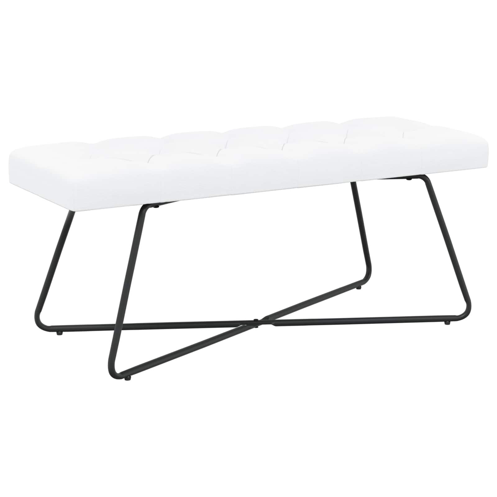 Bænk med knap-tufting i stof - hvid 110 × 40 × 46 cm