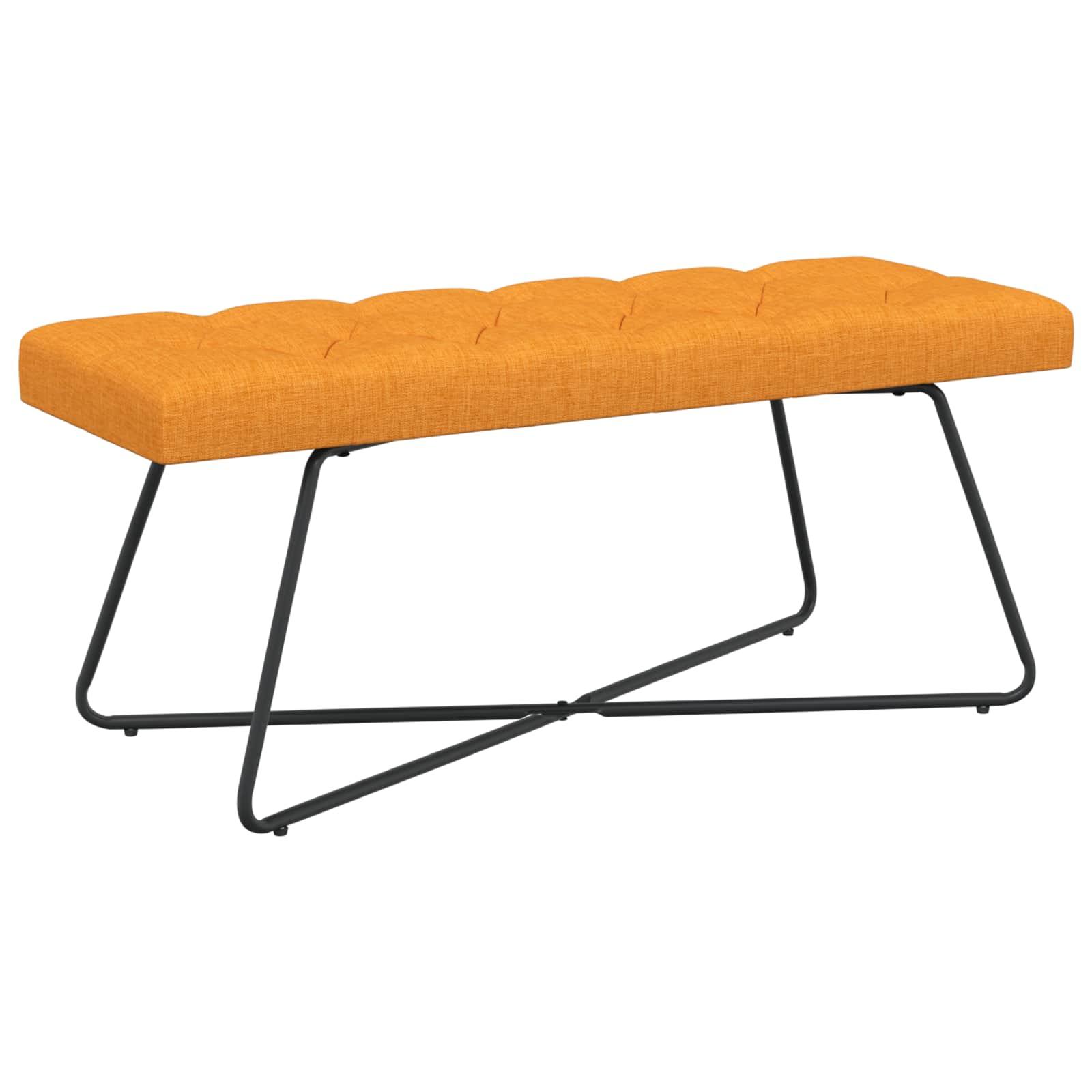 Bænk med knap-tufting i stof - mørk gul, 110 × 40 × 46 cm billede