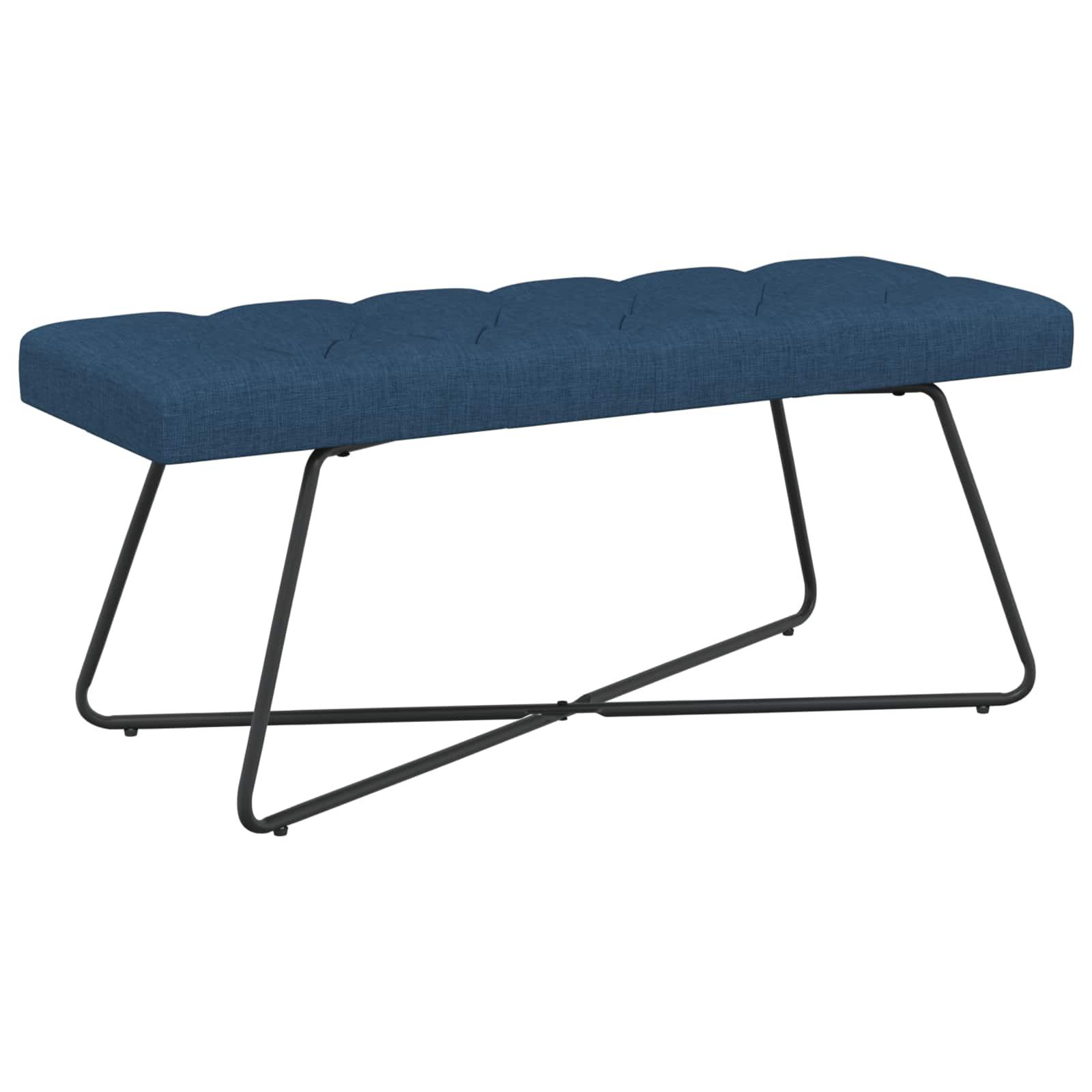 Polstret bænk med knap-tufting - blå stof, 110 × 40 × 46 cm billede
