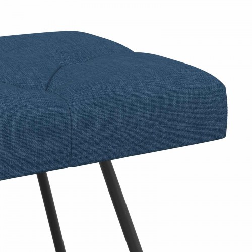 Polstret bænk med knap-tufting - blå stof, 110 × 40 × 46 cm