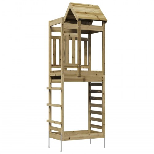 Legetårn i brun - 85 × 52,5 × 238 cm i massiv imprægneret træ