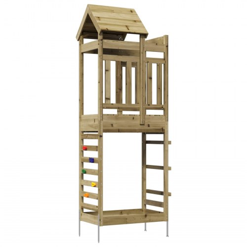 Legetårn i brun - 85 × 52,5 × 238 cm i massiv imprægneret træ