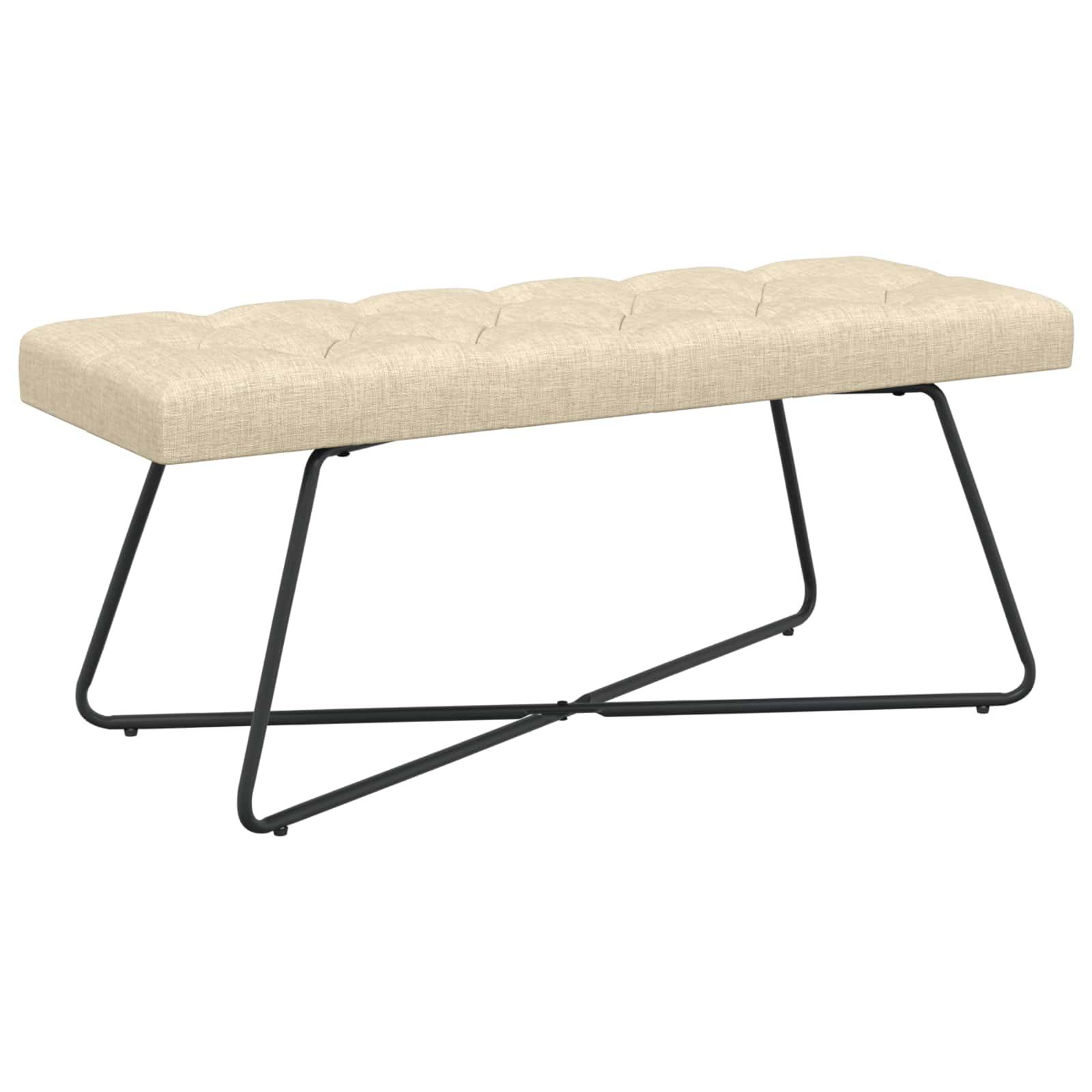 Bænk med knap-tufting i stof - creme, 110 × 40 × 46 cm billede