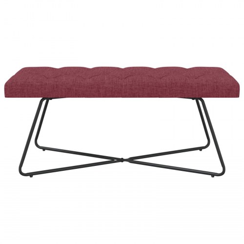 Bænk med knap-tufting i stof - vinrød, 110 × 40 × 46 cm