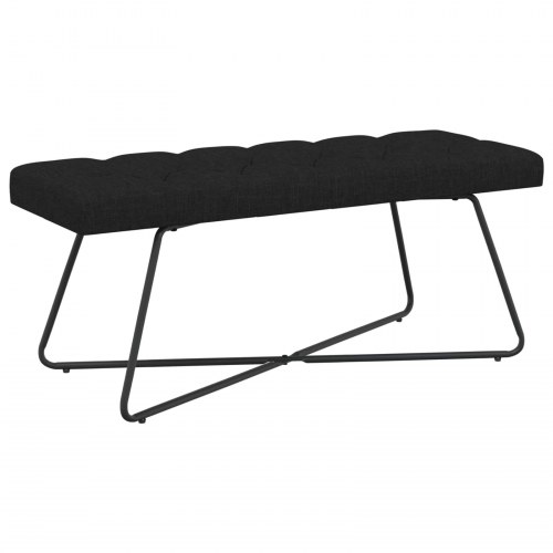 Bænk i stof med knap-tufting - sort, 110 × 40 × 46 cm