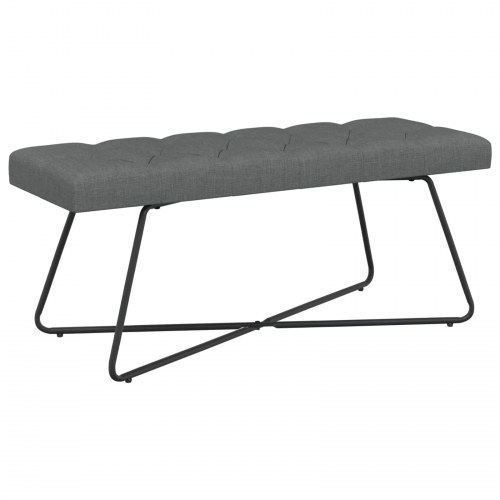 Bænk med knap-tufting i stof - mørkegrå, 110 × 40 × 46 cm