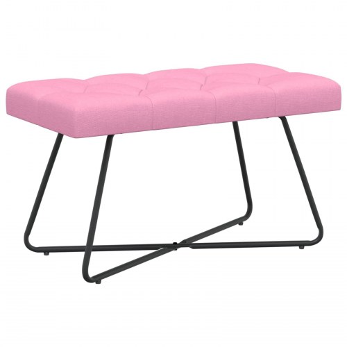 Polstret bænk med knap-tufting - lyserød stof, 80 × 40 × 46 cm