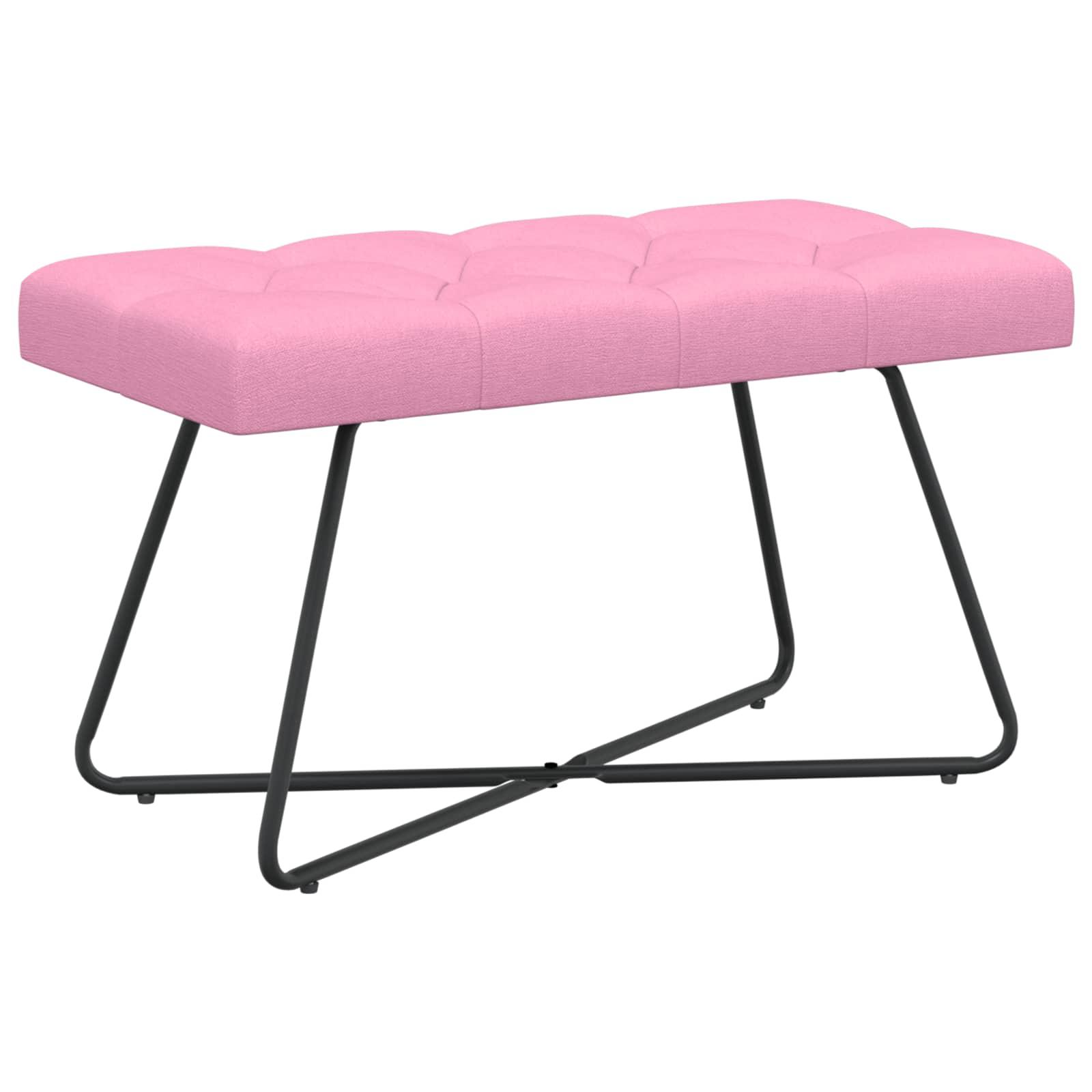 Polstret bænk med knap-tufting - lyserød stof, 80 × 40 × 46 cm billede