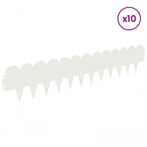 Plænekant 10 stk - stål, hvid, 103 × 20 cm