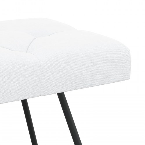 Polstret bænk med knap-tufting - hvid stof, 80 × 40 × 46 cm