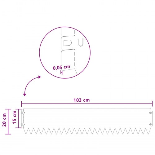 Plænekant 30 stk - stål, sort, 103 × 20 cm