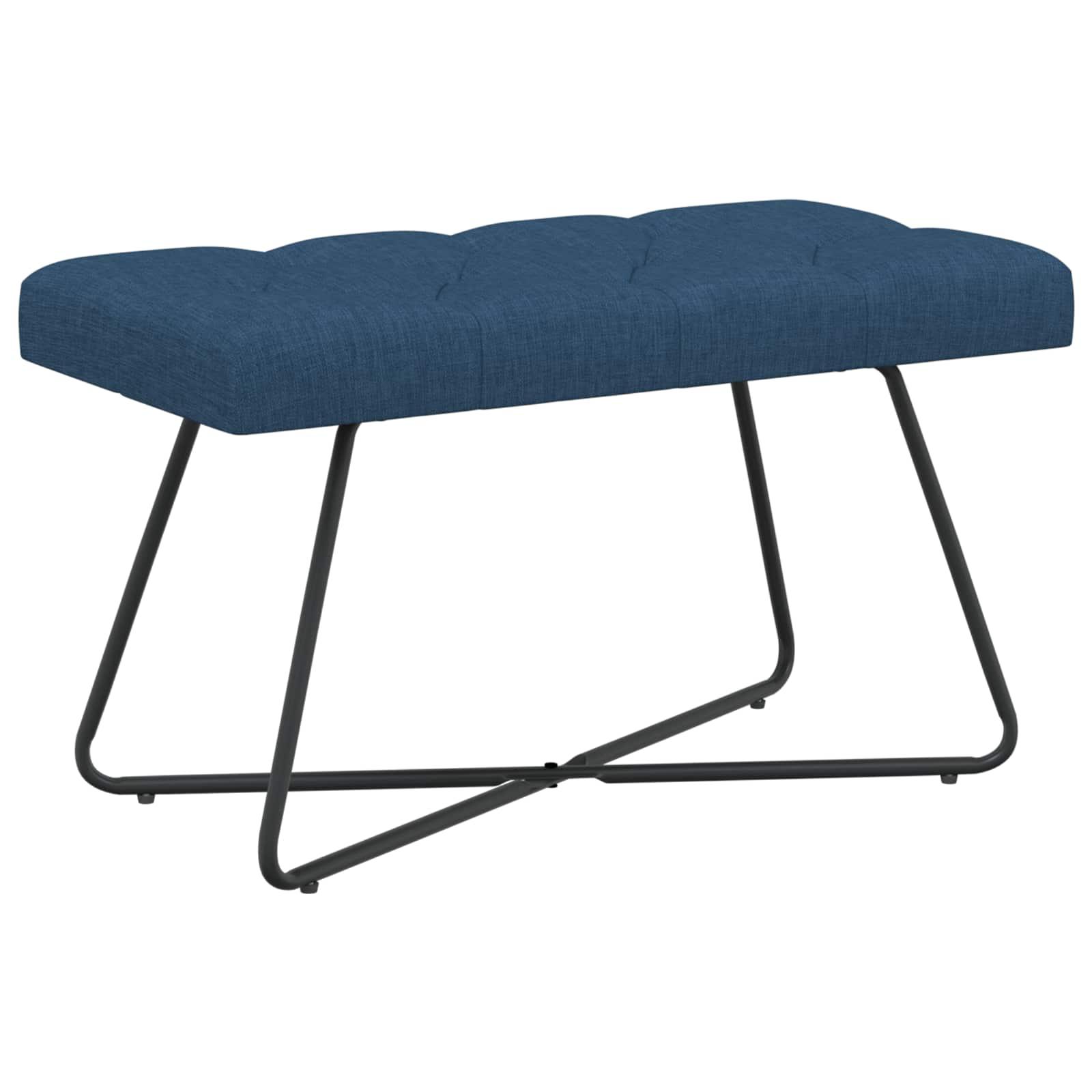 Polstret bænk med knap-tufting - blå stof, 80 × 40 × 46 cm billede