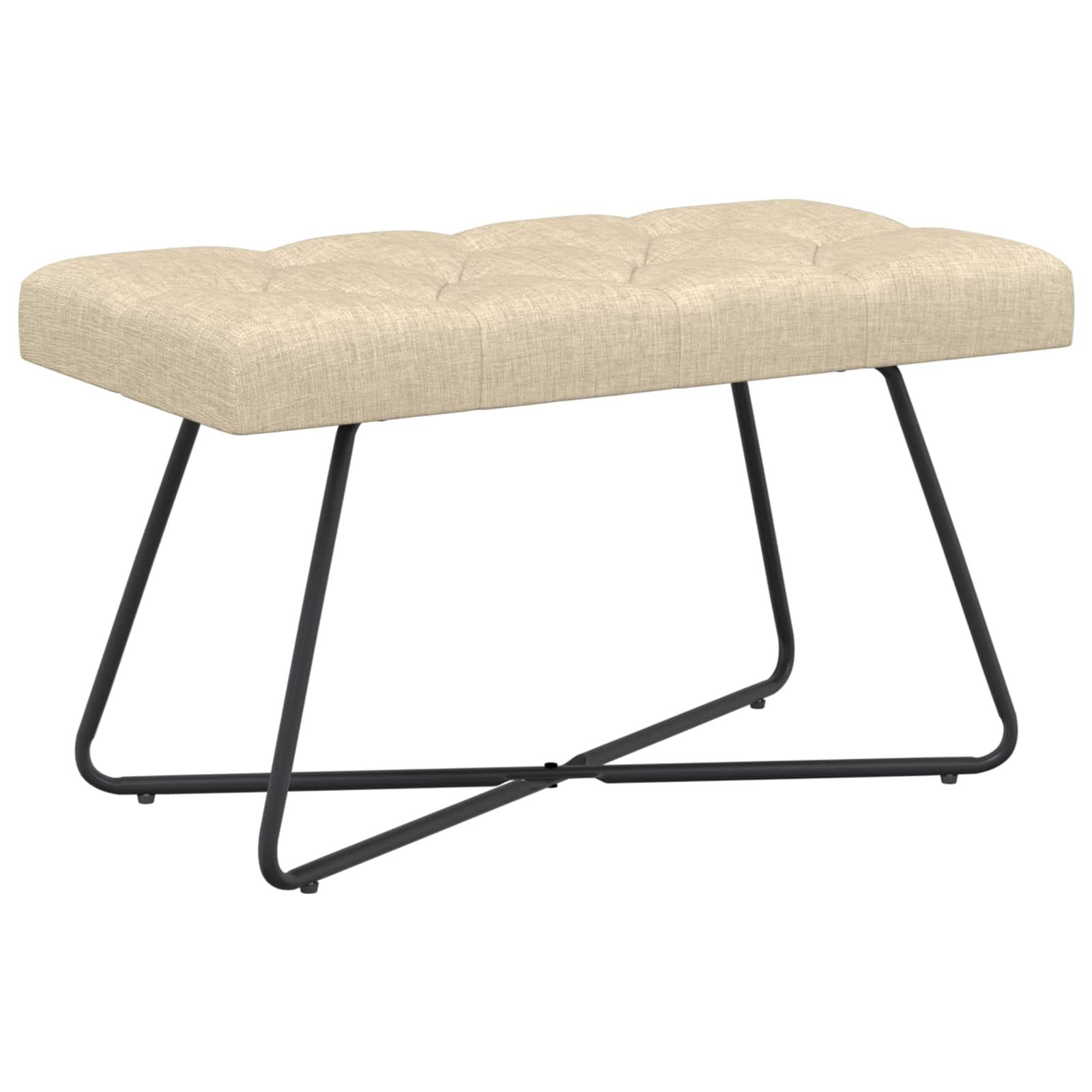 Bænk med knap-tufting - cremefarvet stof, 80 × 40 × 46 cm